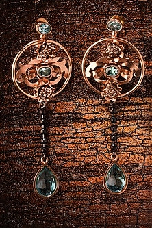 Gold Plated Blue Crystal Dangler Earrings