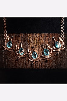 Gold Plated Blue Crystal Necklace