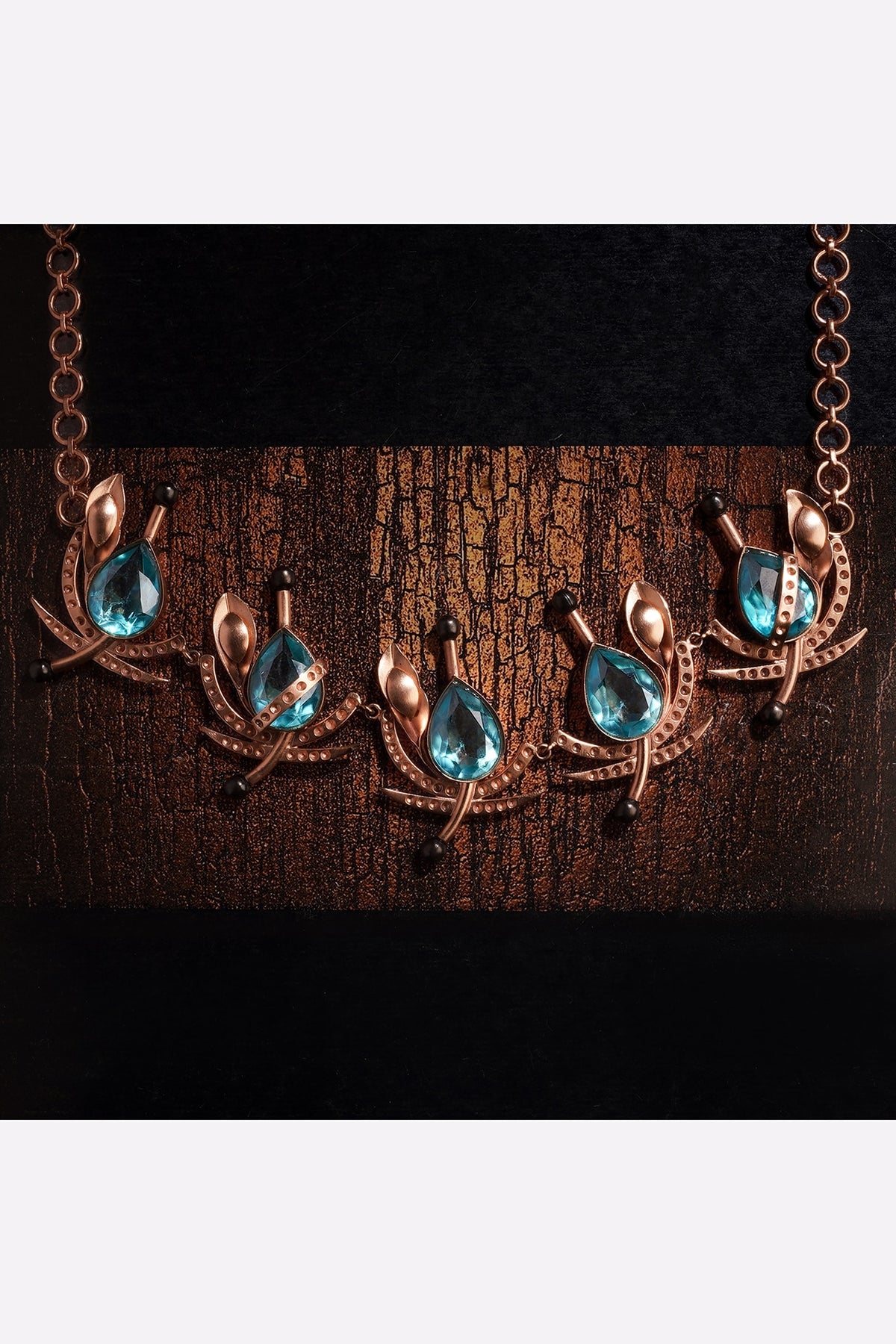 Gold Plated Blue Crystal Necklace