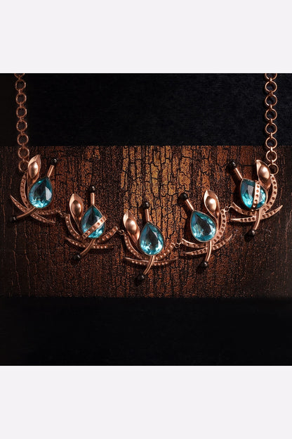 Gold Plated Blue Crystal Necklace