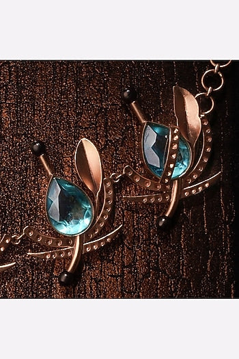 Gold Plated Blue Crystal Necklace