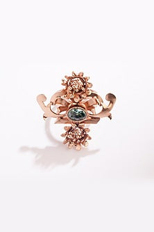 Gold Plated Green Crystal Ring