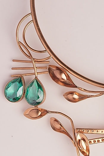 Gold Plated Green & Red Crystal Necklace