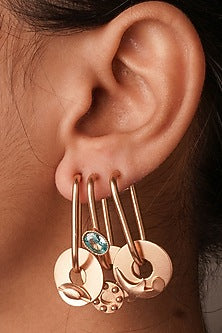 Gold Plated Blue Crystal Dangler Earrings