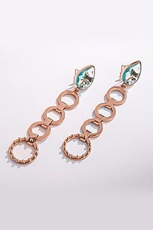 Gold Plated Blue Crystal Dangler Earrings