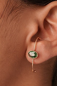 Gold Plated Green Crystal Stud Earrings