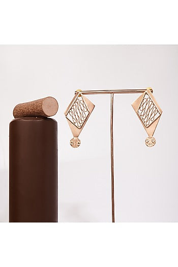 Gold Finish Pyramid Earrings