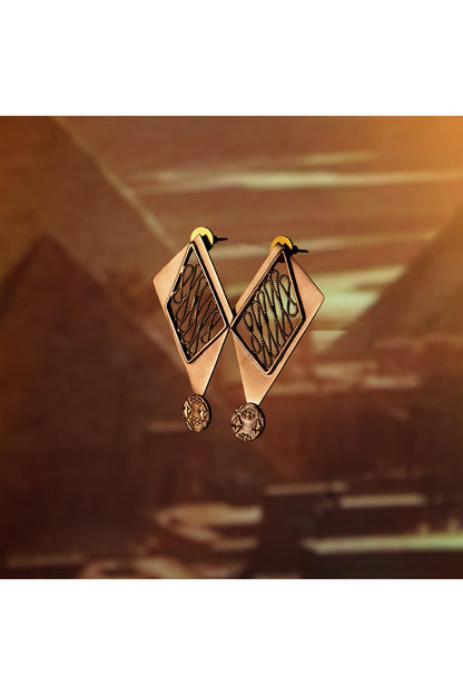 Gold Finish Pyramid Earrings
