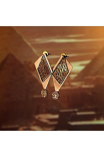 Gold Finish Pyramid Earrings
