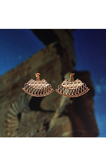 Gold Plated Stud Earrings In Copper