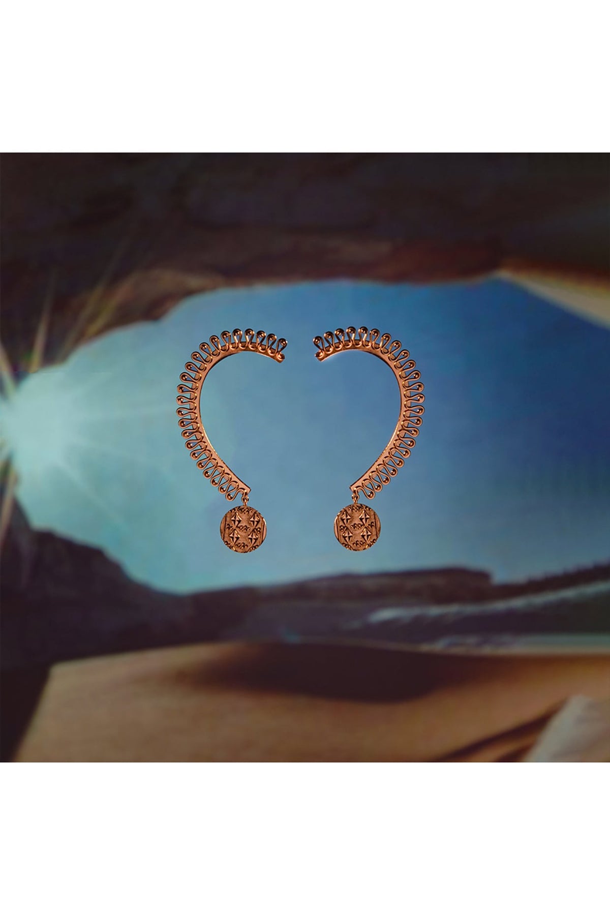 Gold Plated Handmade Earrings In Copper
