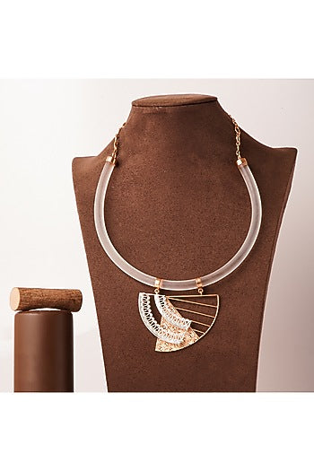 Two Tone Finish Necklace In Copper