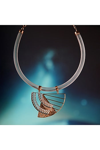 Two Tone Finish Necklace In Copper