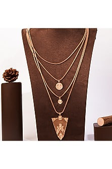 Gold Finish Multi-Layered Long Necklace