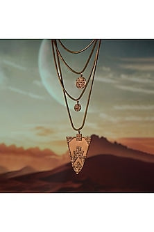 Gold Finish Multi-Layered Long Necklace