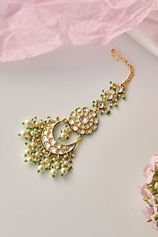 Gold Finish Kundan Polki Maang Tikka