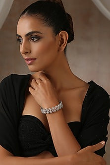 White Finish Zircon Bangle