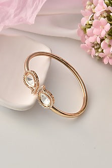Rose Gold Finish Kundan Polki Bracelet