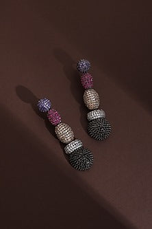 Black Rhodium Finish Multi-Colored Zircon Handcrafted Dangler Earrings
