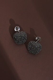 Black Rhodium Finish Black Zircon Handcrafted Stud Earrings