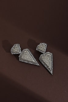 Black Rhodium Finish Champagne Zircon Handcrafted Dangler Earrings