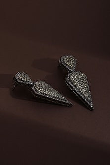 Black Rhodium Finish Champagne Zircon Handcrafted Dangler Earrings