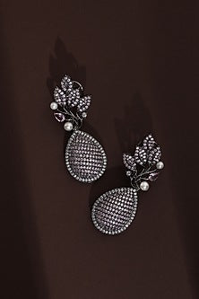 Black Rhodium Finish Lavender Zircon Handcrafted Dangler Earrings