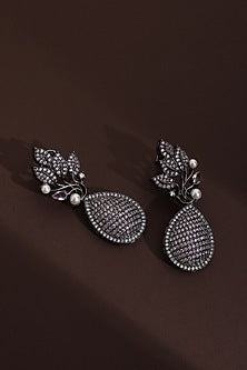 Black Rhodium Finish Lavender Zircon Handcrafted Dangler Earrings