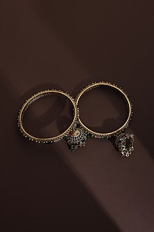 Gold Finish Multi-Colored Zirconia Handcrafted Bangle