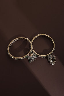 Gold Finish Multi-Colored Zirconia Handcrafted Bangle