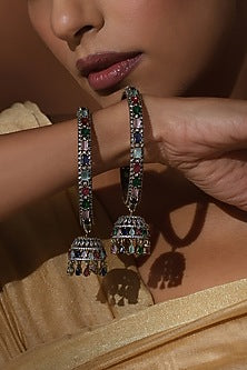 Gold Finish Multi-Colored Zirconia Handcrafted Bangle