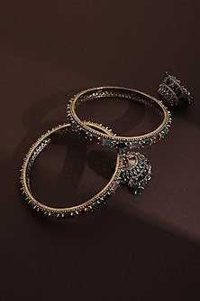 Gold Finish Multi-Colored Zirconia Handcrafted Bangle