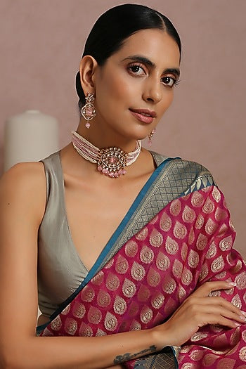 Gold Finish Kundan Polki Choker Necklace Set