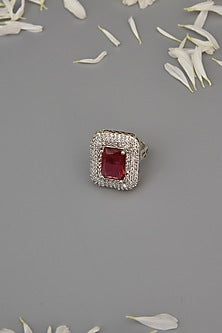 White Finish Ruby Stone Ring