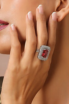 White Finish Ruby Stone Ring