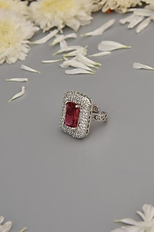 White Finish Ruby Stone Ring