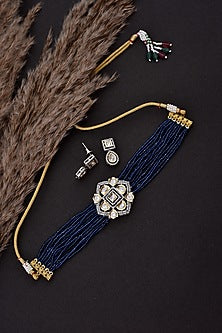 White Finish Kundan Polki Choker Necklace Set