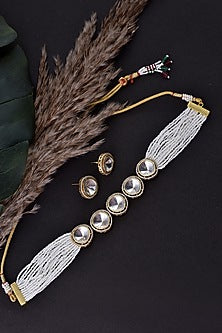 Two-Tone Finish Kundan Polki Choker Necklace Set