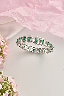 White Finish Emerald & Zircon Kada