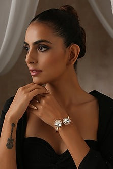 Rose Gold Finish Kundan Polki Bracelet
