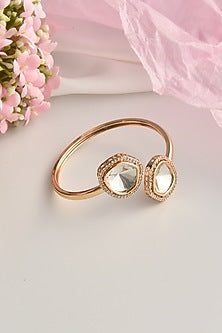 Rose Gold Finish Kundan Polki Bracelet