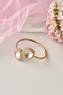 Rose Gold Finish Kundan Polki Bracelet