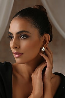 Gold Finish Kundan Polki Stud Earrings