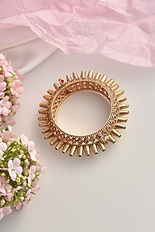 Gold Finish Ruby Temple Kada