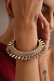 Gold Finish Ruby Temple Kada