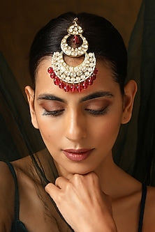 Gold Finish Kundan Polki Maangtikka