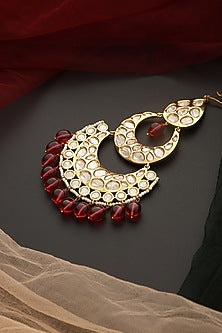 Gold Finish Kundan Polki Maangtikka