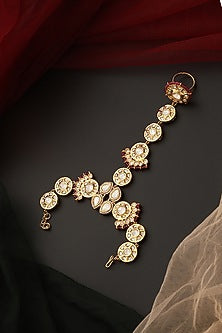 Gold Finish Kundan Polki Hathphool