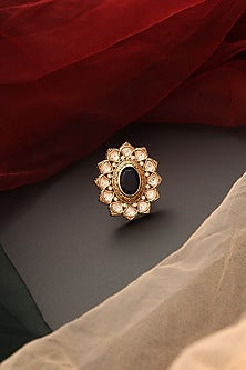 Gold Finish Kundan Polki Ring