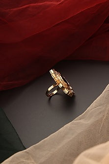 Gold Finish Kundan Polki Ring